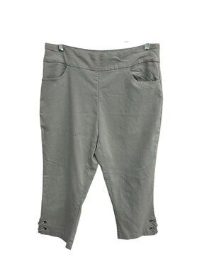 Fit Sight Large Grey Cropped Pants Lace-Up Hem Detail Elastic Waist Casualcore